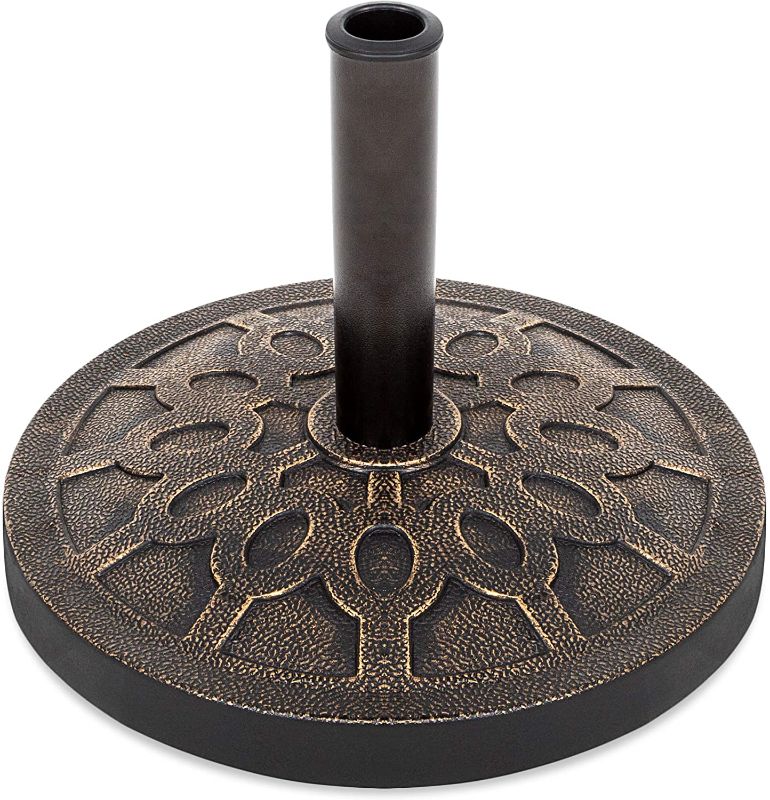 Photo 1 of Best Choice Products 18in Round Heavy-Duty Steel Umbrella Base Stand for Patio, Garden, Lawn w/Rustic, Rust-Resistant Finish - Bronze