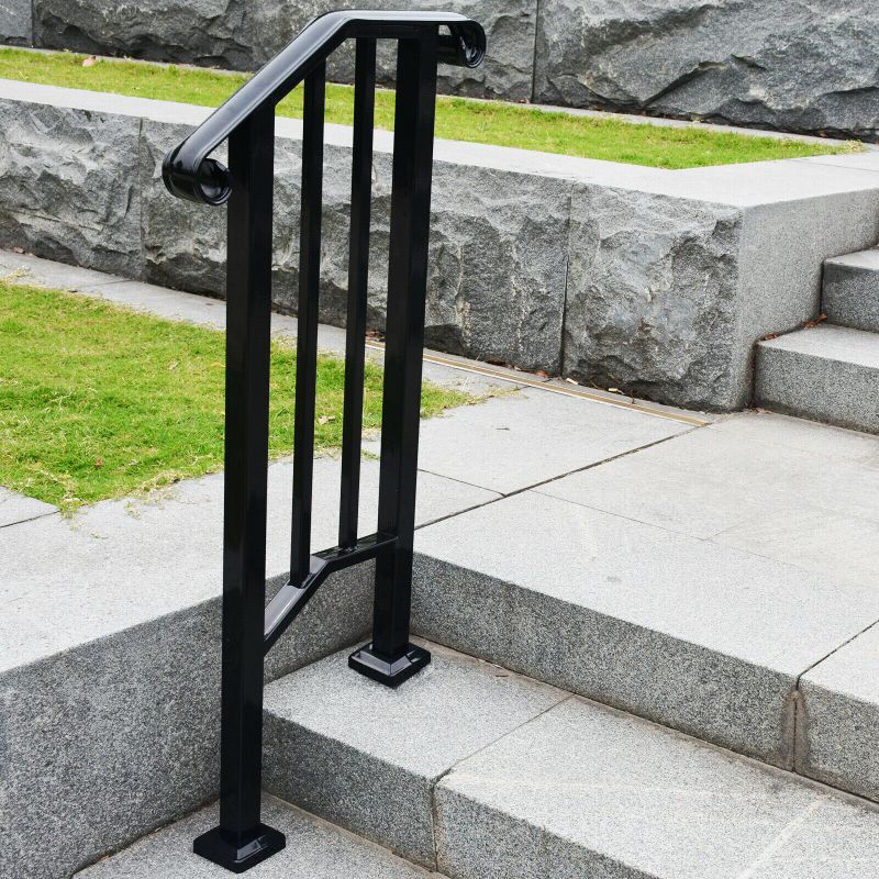 Photo 1 of [2 Pack] Iron Handrail for 1-2 Steps Stair Railing Hand Rail Kit Fit Outdoor Steps