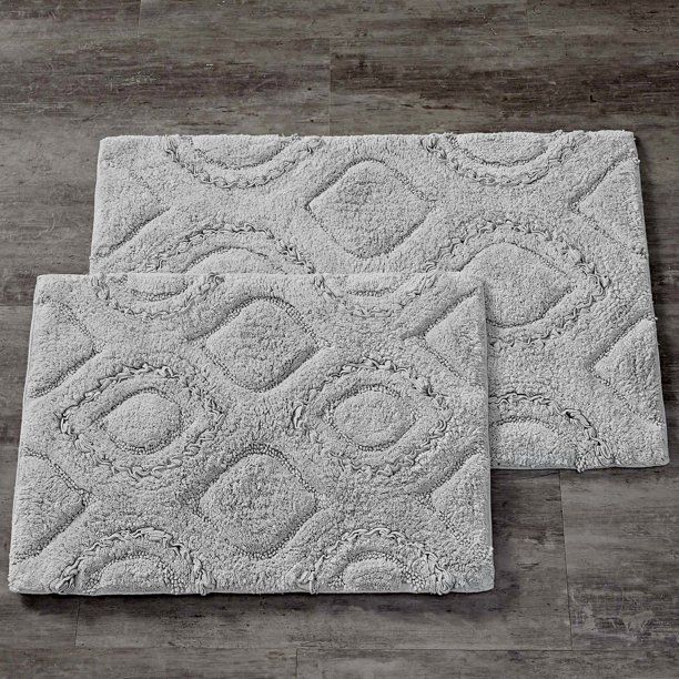 Photo 1 of Better Homes & Gardens Ruffle Ogee Cotton Bath Rug Set, Grey, 2 Pieces