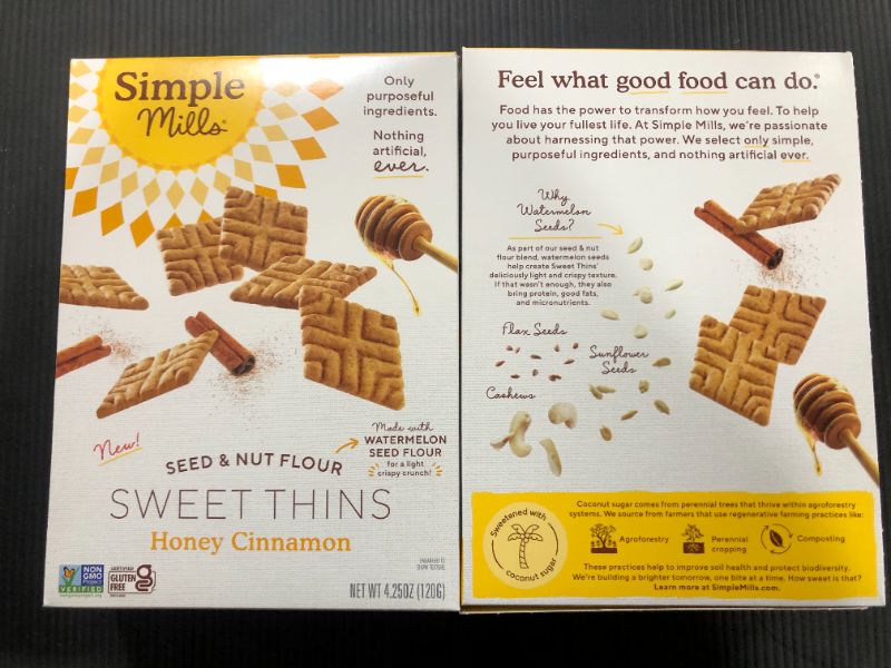 Photo 3 of [2 Pack] Simple Mills Sweet Thins Honey Cinnamon 4.25 Oz [EXP 4-22]