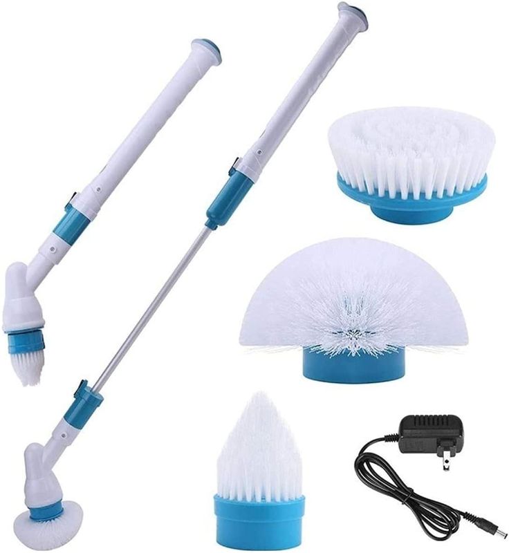 Photo 1 of 360 Cordless Electric Spin Scrubber Power Surface Cleaner with 3 Replaceable Cleaning Scrubber Brush Heads, 1 Extension Arm and Adapter