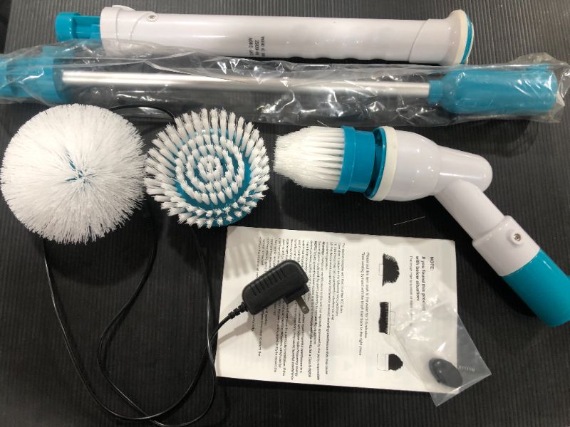 Photo 3 of 360 Cordless Electric Spin Scrubber Power Surface Cleaner with 3 Replaceable Cleaning Scrubber Brush Heads, 1 Extension Arm and Adapter