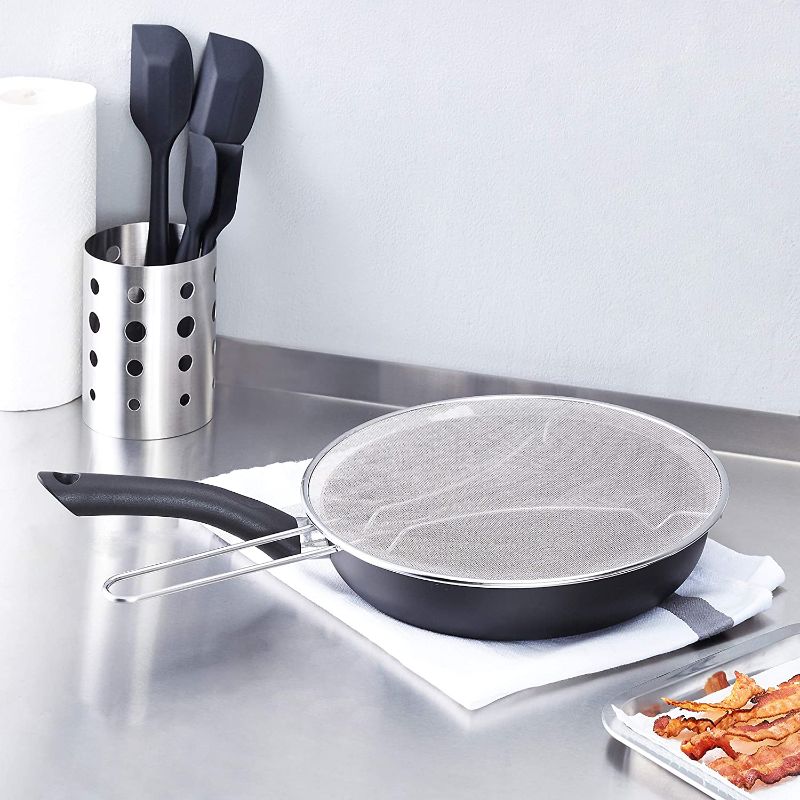 Photo 2 of AmazonCommercial Stainless Steel Fine Mesh Frying Pan Splatter Screen, 11.5 Inch