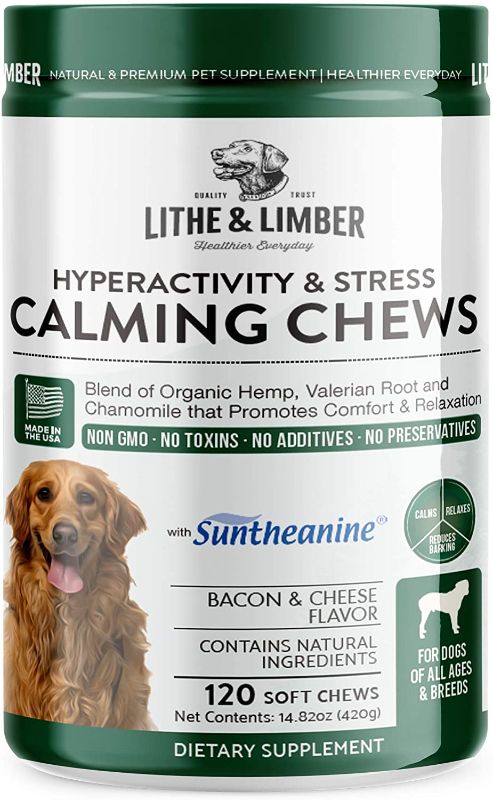 Photo 1 of 120 Chews New Developed Formula Calming Aid Chews for Dogs - Anti-Anxiety & Stress Relief with Suntheanine - Vet Developed Breakthrough Formula Promotes Comfort & Relaxation - Made in USA BB: Jan 2021
