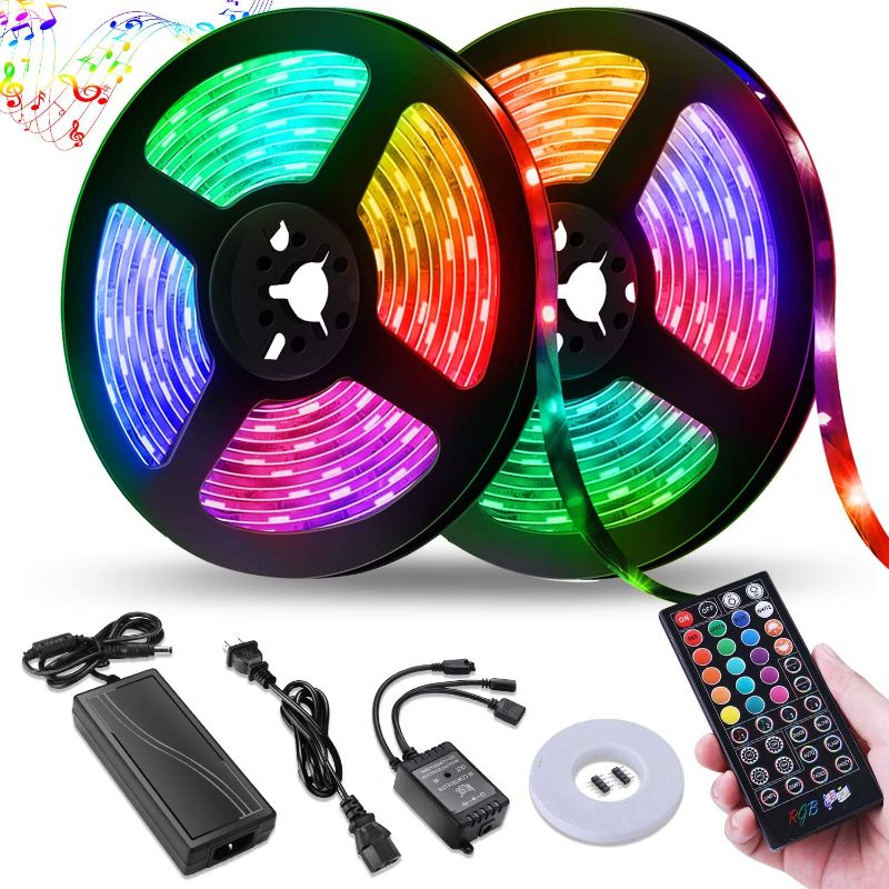 Photo 1 of LED Strip Lights,Tenmiro 32.8FT LED Music Sync Color Changing Lights with 40keys Music Remote Controller and 12V5APower Supply, RGB SMD5050 300 led Lights for Room, Bedroom, TV, Party.

