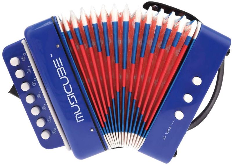 Photo 1 of MUSICUBE Kid Accordion 10 Keys Small Accordion Musical Instrument for home and classroom Educational Toys Blue
