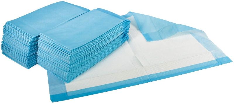 Photo 1 of Medpride Disposable Underpads 17'' x 24'' (100-Count) Incontinence Pads, Bed Covers, Puppy Training | Thick, Super Absorbent Protection for Kids, Adults, Elderly | Liquid, Urine, Accidents
