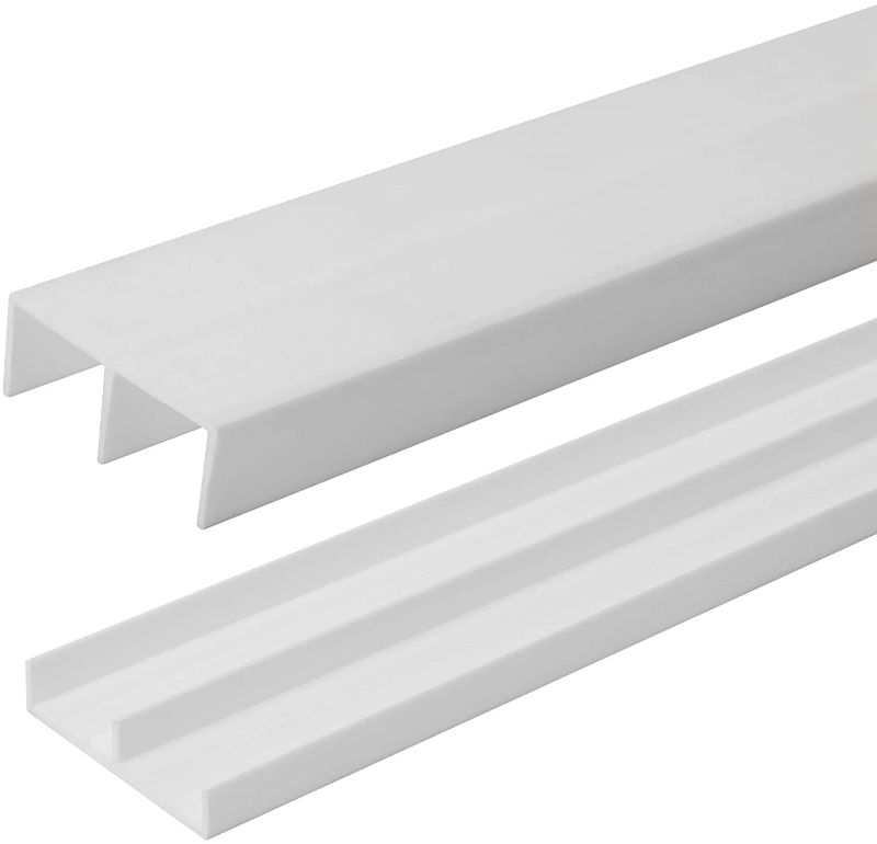Photo 1 of 4 Ft. Long White Plastic Sliding Door Track Set for 3/4" Thick Panels (Pack of 1) by Outwater Plastics
