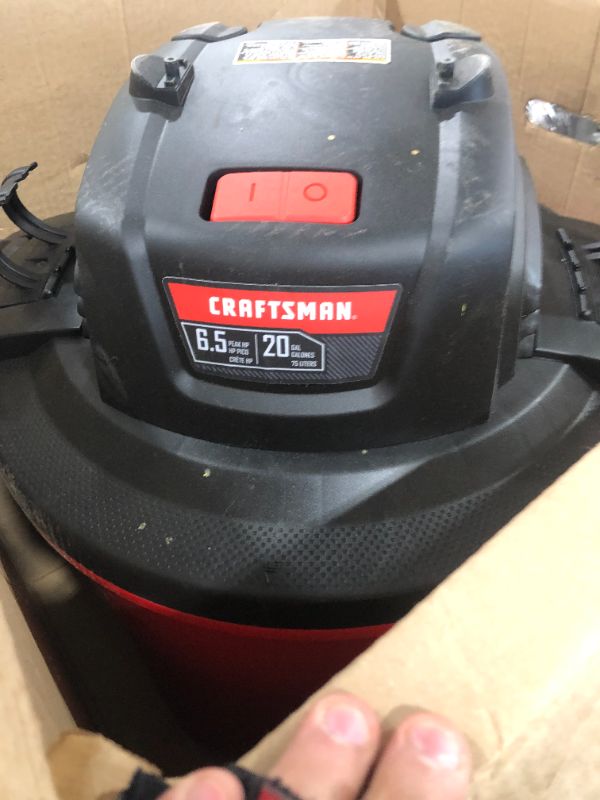 Photo 2 of CRAFTSMAN CMXEVBE17596 20 Gallon 6.5 Peak HP Wet/Dry Vac, Heavy-Duty Shop Vacuum with Attachments , Red