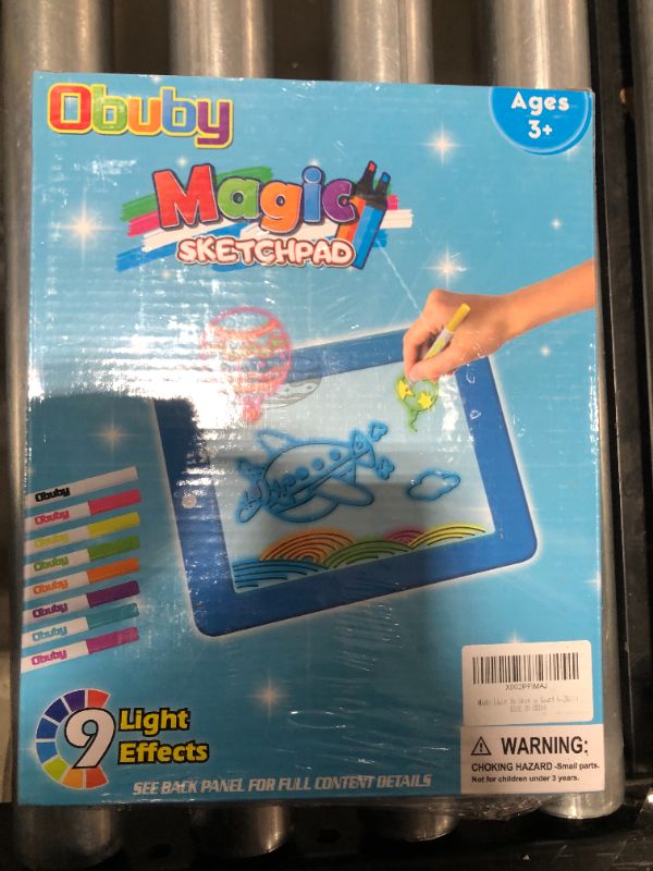 Photo 2 of Obuby Light Up Drawing Board Educational Learning Drawing Kids Toys Gifts for 3 4 5 6 7+ Ages Boys and Girls,Ultimate Tracing Pad with 9 LED Light Effects Glow in The Dark Art Doodle Color Set?Blue?
