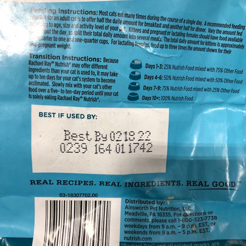 Barcode for Rachael Ray Nutrish Premium Natural Dry Cat Food, Real ...