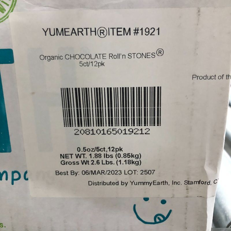 Photo 3 of YumEarth Organic Vegan Chocolate Roll'n Stones, 5 Snack Packs per bag, (Pack of 12) - Allergy Friendly, Non GMO, Gluten Free [EXPIRED 03/06/2023]
