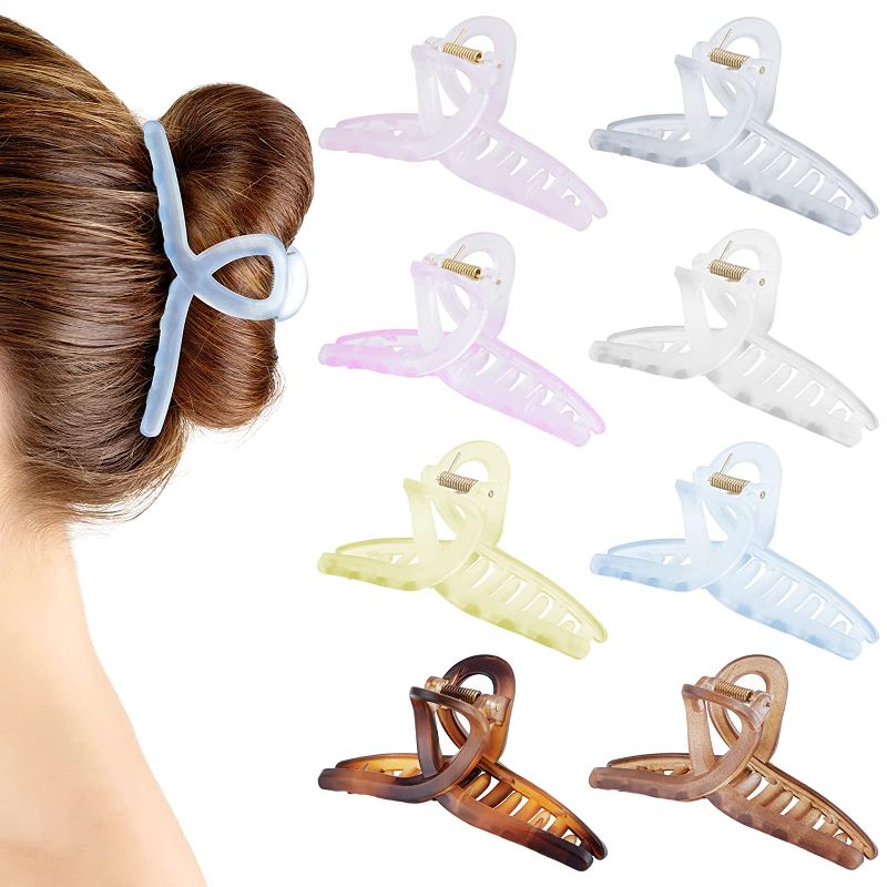 Photo 1 of OKBA 8 Colors Large Hair Clips for Women Thick Hair, Matte Hair Claw Clips Hair Clamps for Thin Hair,Nonslip Strong Hold Jaw Clip for Women Girls Long Hair, Fashion Hair Styling Accessories,4.3in
