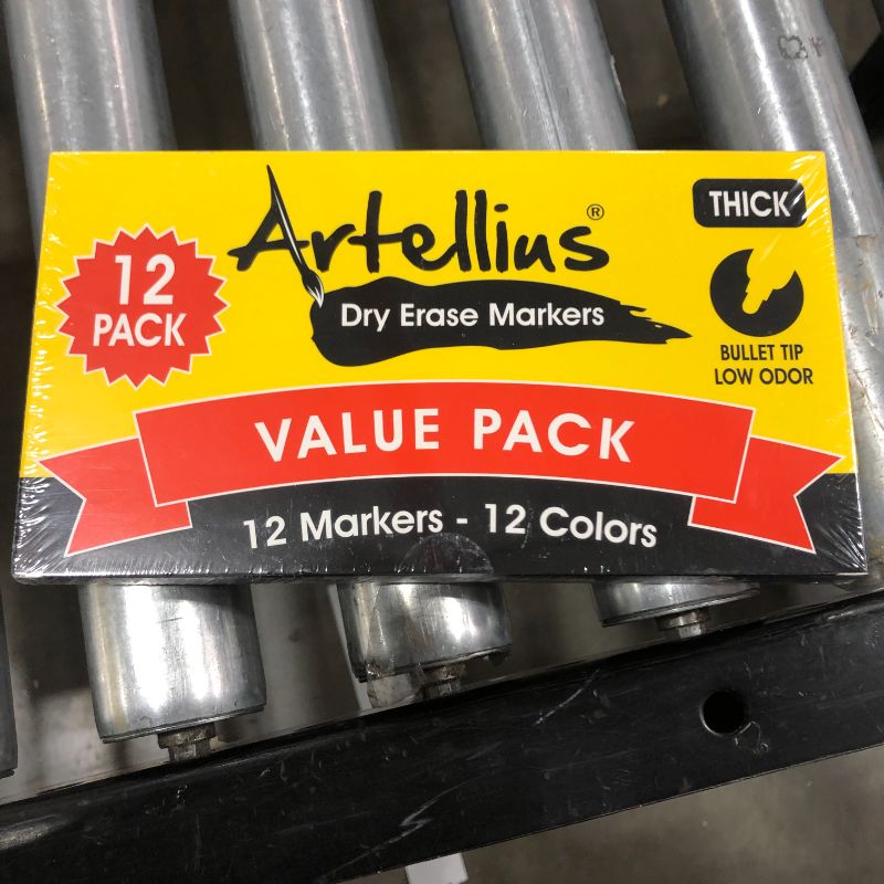 Photo 2 of Dry Erase Markers (12 Pack of Assorted Colors) Thick Barrel Design - Perfect Pens For Writing on Whiteboards, Dry-Erase Boards, Mirrors, Windows, & All White Board Surfaces
