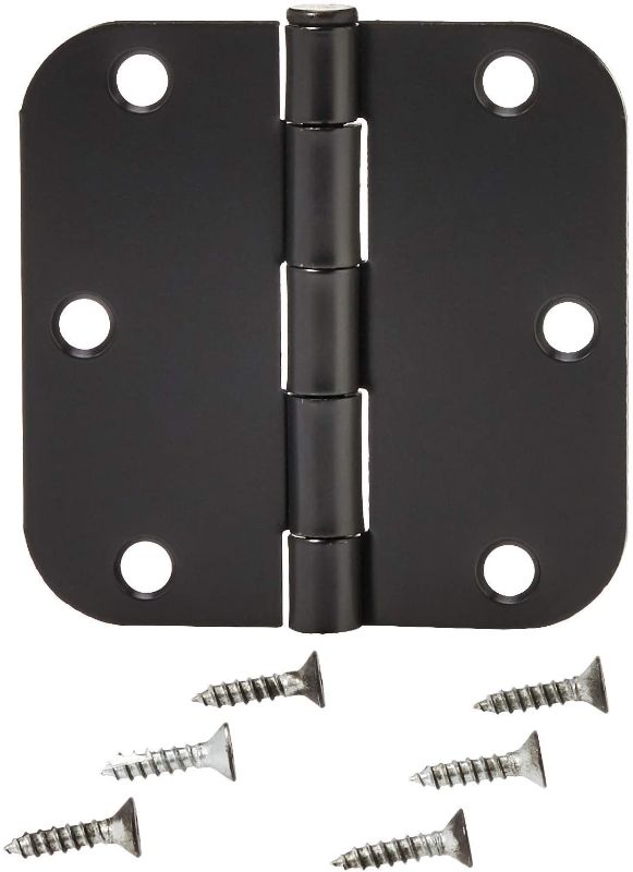 Photo 1 of Amazon Basics Rounded 3.5 Inch x 3.5 Inch Door Hinges, 18 Pack, Matte Black
