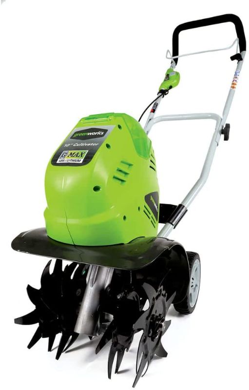 Photo 1 of Greenworks 40V 10" Cordless Tiller / Cultivator, Tool Only
battery and charger not included