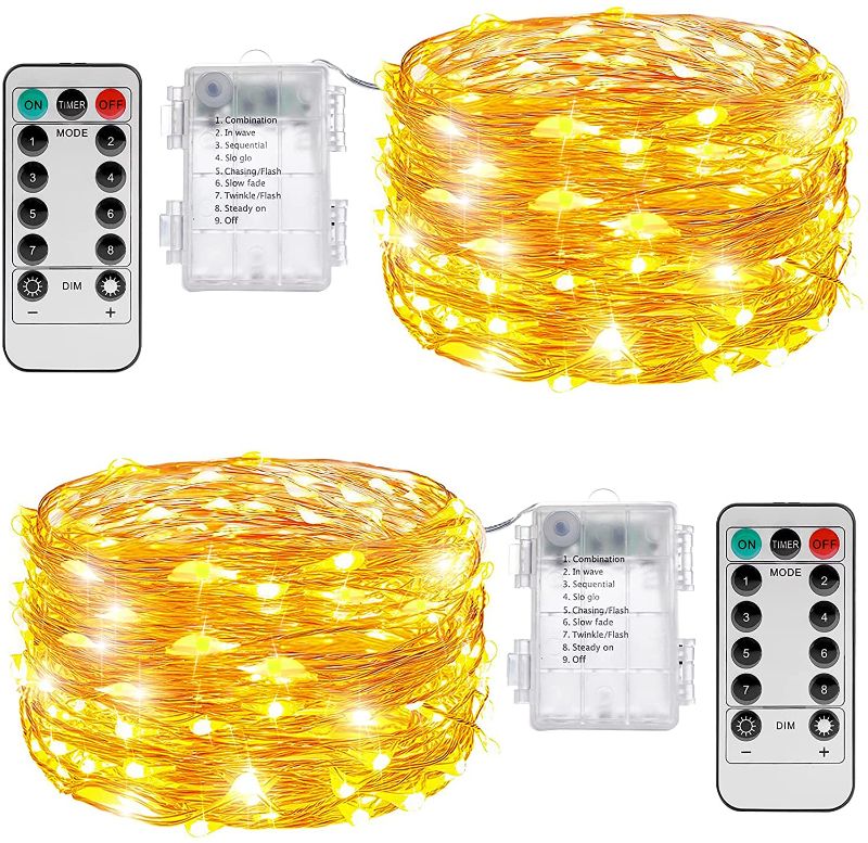 Photo 1 of KPafory Fairy Lights Battery Operated, 2 Pack 20Ft 60LEDS Twinkle Lights with Remote Control Timer Waterproof for Bedroom Party Wedding Christmas Indoor and Outdoor Decorations
