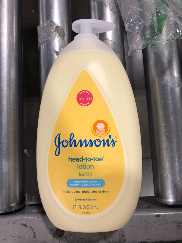 Photo 2 of Johnson's Head-to-Toe Moisturizing Baby Body Lotion for Sensitive Skin, Hypoallergenic and Paraben-, Phthalate- and Dye-Free Baby Skin Care, 27.1 fl. oz
