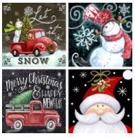 Photo 1 of 4 Packs 5D Diamond Painting Kits for Adults, 12 x 12 Inch Christmas Diamond Painting Wall Hanging Full Drill Diamond Art Kits Crafts Gift for Christmas Snowman Wall Decor(White) (not exactly as stock)
