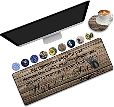 Photo 1 of Extended Gaming Mouse Pad, Durable Iarge Waterproof Non-Slip Rubber Base Mouse Pad with Stitched Edges, Suitable for Home Office Gaming Table Mats and Coasters, Retro Wooden Sacred Trail 29:11
