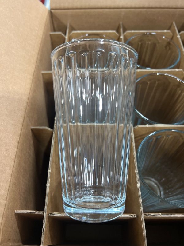Photo 1 of Amazon Commercial Drinking Glasses, Fluted Highball - Set of 6
