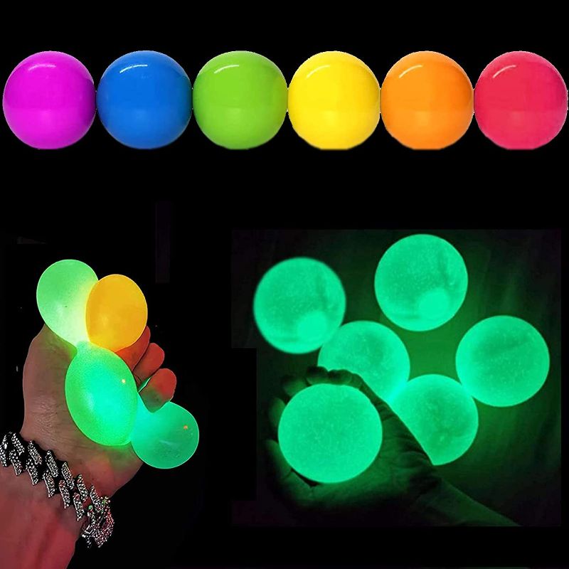 Photo 1 of 6Pcs Glow Stress Relief Balls Sticky Ball - Ceiling Luminescent Stress Relief Toy Wall Fluorescence Decompress Sticky Ball, Squeeze Vent Ball Fun Toy for Kids and Adults Fun Toy for ADHD, OCD, Anxiety
