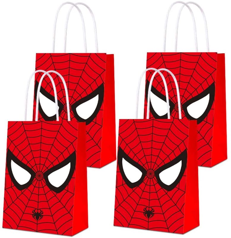 Photo 1 of 16 PCS Party Bags for Spider Hero Gift Bags Kids Boys Superhero Themed Birthday Party Decorations Gift Goody Treat Candy Bags for Super Hero Birthday Party Supplies
