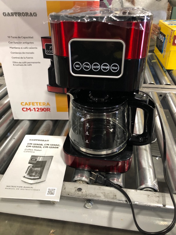 Photo 1 of GASTRORAG 10 Cup Drip Coffee Maker, Touch Screen, Programmable with Glass Carafe, Stainless Steel Finish, FROZEN RED
