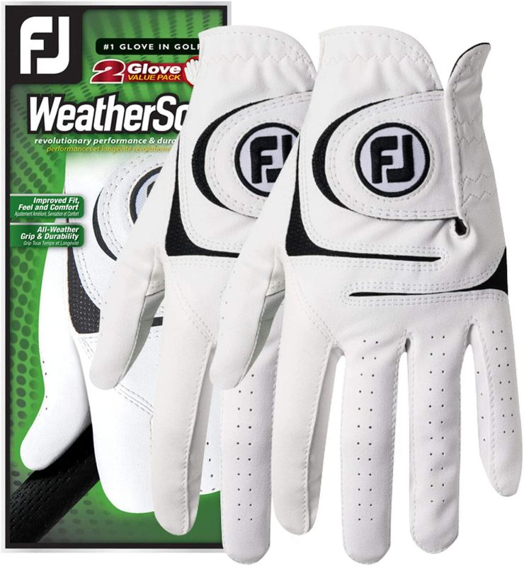 Photo 1 of FootJoy Men's WeatherSof Golf Gloves, Pack of 2 (White) S