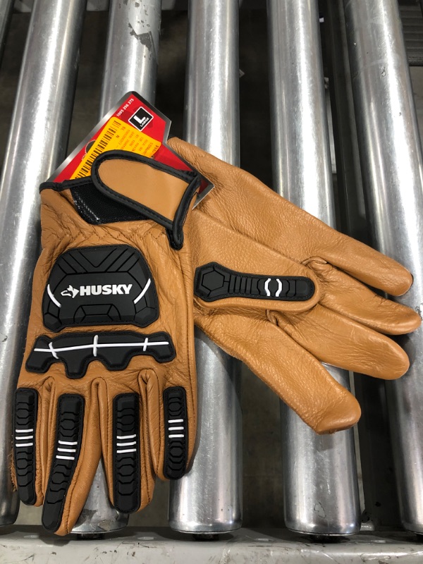 Photo 2 of Husky Large Premium Grain Cowhide Leather Heavy Duty Impact Work Glove