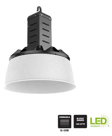 Photo 1 of Commercial Electric 16 in. 750-Watt Equivalent Integrated LED Dimmable Black High Bay Light 5000K