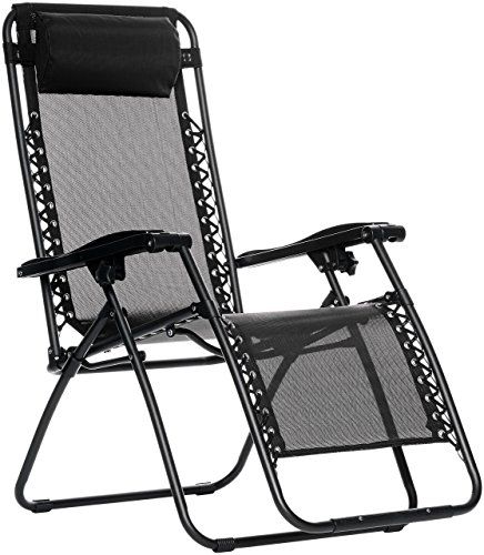 Photo 1 of Amazon Basics Outdoor Textilene Adjustable Zero Gravity Folding Reclining Lounge Chair, Black