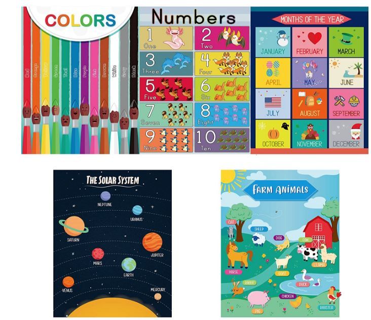 Photo 1 of Youngever 13 Pack Laminated Educational Preschool Posters for Toddlers and Kids