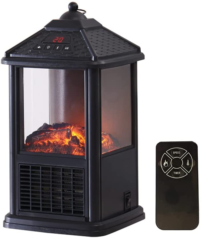 Photo 1 of Small Electric Fireplaces Heaters Stove 900W Freestanding Portable Desktop Space Fireplace Heater for Office Home Bedroom Indoor Use with Thermostat Remote Control Timer Tip-Over Overheat Protection
