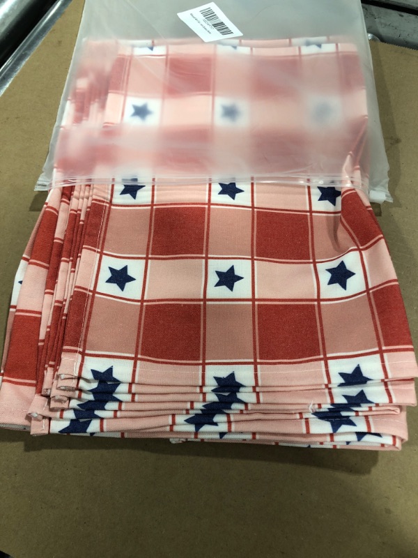 Photo 2 of Alishomtll 4th of July Table Runner with 4 Placemats Star and Checkered Table Runners Set Independence Day Decor for Dinner Parties, Catering Events, Indoor and Outdoor Parties
