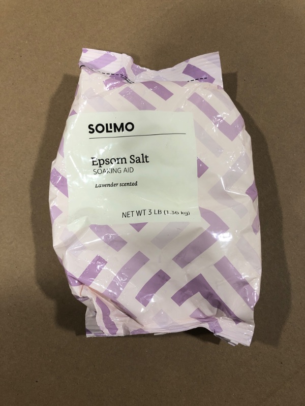 Photo 2 of Amazon Brand - Solimo Epsom Salt Soaking Aid, Lavender Scented, 3 Pound
