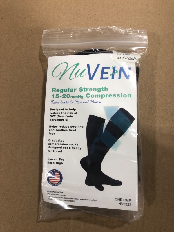 Photo 2 of NuVein Medical Compression Stockings, 15-20 mmHg Support for Women & Men, Knee Length, Closed Toe, Black, Small
