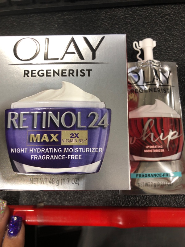 Photo 2 of Olay Regenerist Retinol 24 Max Moisturizer, Retinol 24 Max Night Face Cream, Fragrance Free, 1.7 Oz + Whip Face Moisturizer Travel/Trial Size Gift Set
