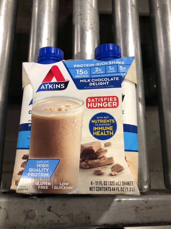 Photo 2 of Atkins Milk Chocolate Delight Protein-Rich Shake. Rich and Creamy with Protein. Keto-Friendly and Gluten Free , 11 Fl Oz (Pack of 4)
