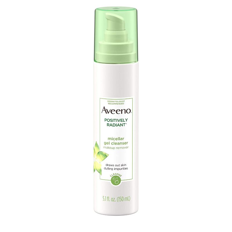 Photo 1 of Aveeno Positively Radiant Hydrating Micellar Gel Facial Cleanser with Moisture Rich Soy & Kiwi Complex, Hypoallergenic, Non-Comedogenic, Paraben- & Phthalate-Free, 5.1 fl. oz
