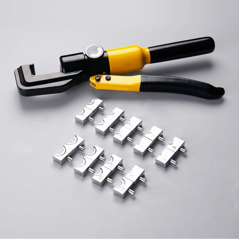 Photo 2 of 10 Tons Hydraulic Wire Battery Cable Lug Terminal Crimper Crimping Tool With 9 Pairs of Dies
