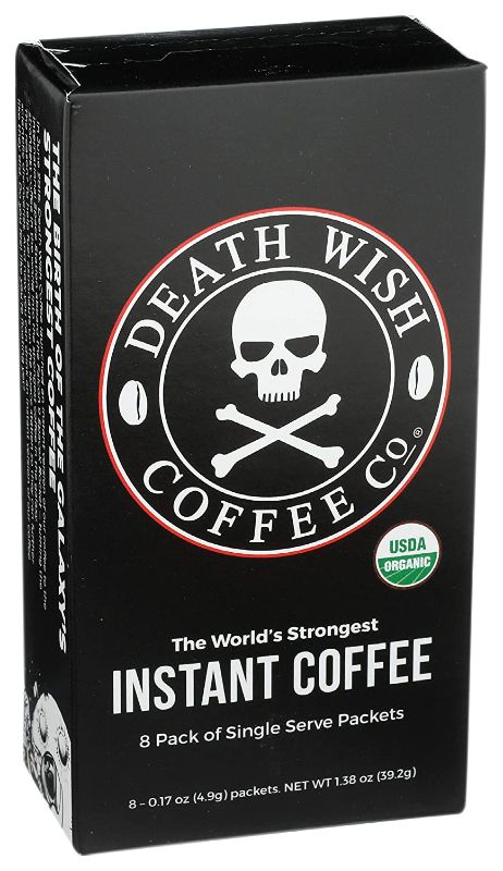 Photo 1 of Death Wish Coffee Co., Instant Coffee, Single Serve Packets, Net wt. 1.38 Oz (Pack of 8) EXP 09/2022