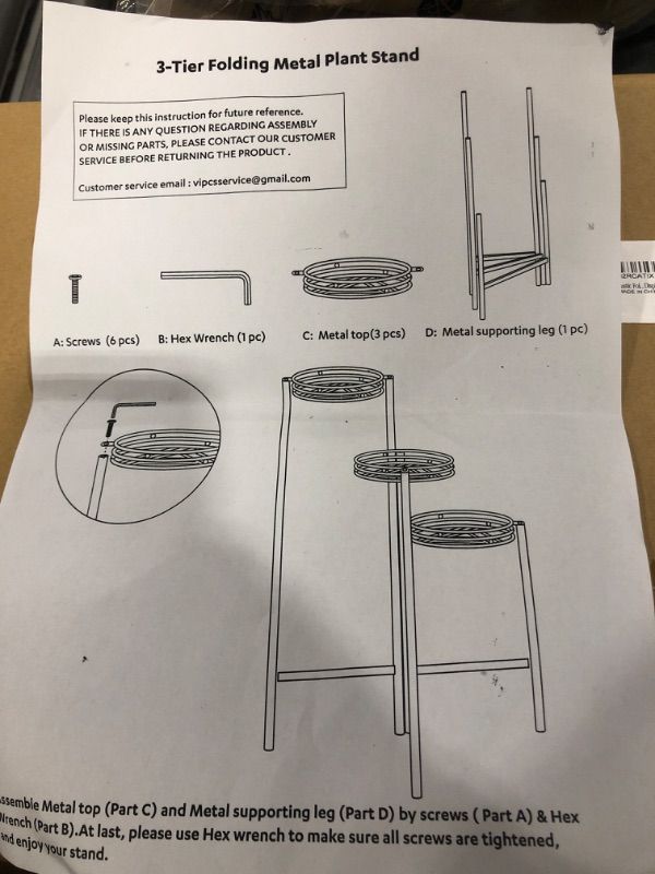 Photo 3 of 3-TIER FOLDING METAL PLANT STAND (BLACK)