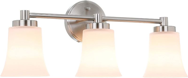 Photo 1 of XiNBEi Lighting Vanity Light, Modern Bathroom Wall Light with Glass, Brushed Nickel 3 Light Bath Bar Light XB-W1235-3-BN

