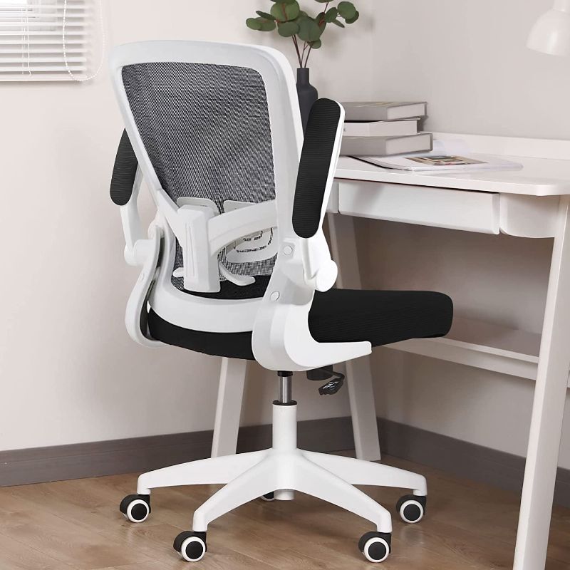 Photo 1 of Office Chair, FelixKing Ergonomic Desk Chair with Adjustable Height and Lumbar Support Swivel Lumbar Support Desk Computer Chair with Flip up Armrests for Conference Room (White)
