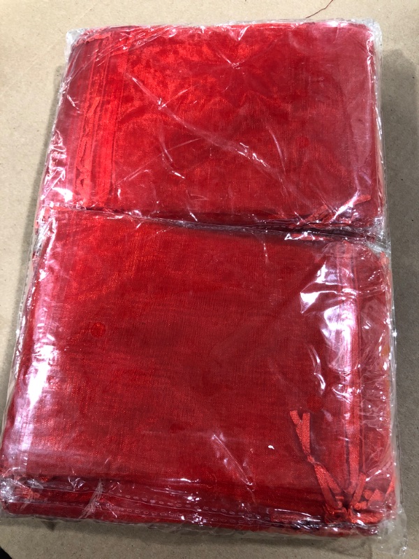 Photo 2 of 100 PCS ORGANZA GIFT BAG (RED, 5 INCH*7 INCH)