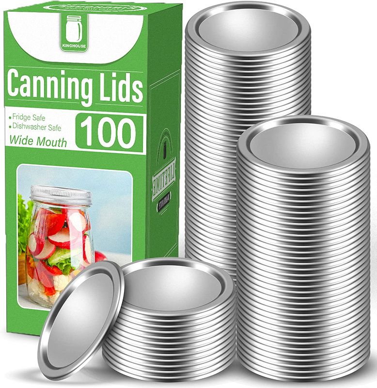 Photo 1 of 100-Count Regular Mouth Canning Lids for Ball, Kerr Jars, Mason Jar Lids Split-Type Reusable for Jam, Honey, Wedding Favors, Baby Foods, 100% Fit & Airtight for Regular Mouth Jars (100-Count, 70 mm)
