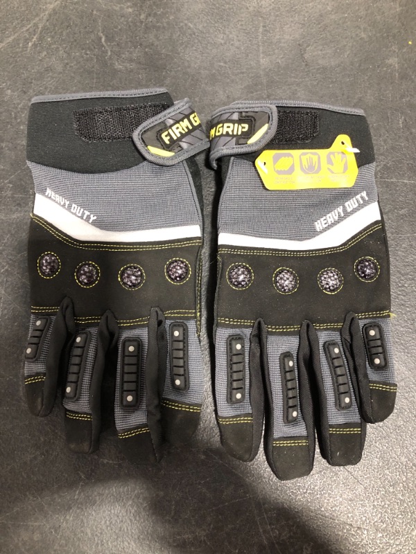 Photo 1 of FIRM GRIP HEAVY DUTY GLOVES, GREY/BLACK, SIZE X-LARGE.