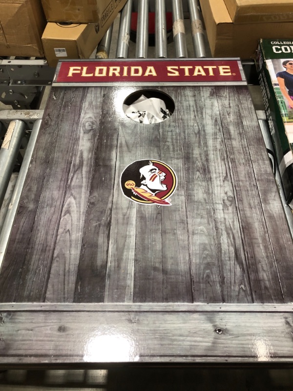 Photo 3 of CAA College Cornhole Boards, 2' x 3' Grey MDF Wood Design by Wild Sports - Comes with 8 corn hole bags in team colors, Great for Football Tailgates
