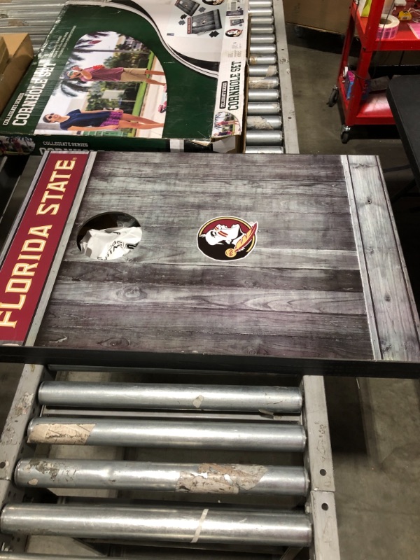 Photo 2 of CAA College Cornhole Boards, 2' x 3' Grey MDF Wood Design by Wild Sports - Comes with 8 corn hole bags in team colors, Great for Football Tailgates
